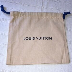 Louis Vuitton Tan Dust Bag Pouch with‎ Navy Accents 8x8